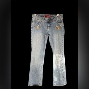 vintage guest jeans, crystals, studs, embroidery Embellished Blue Jeans 29 x 30